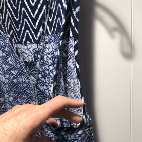 Lucky Brand like new blue white batik print stretch cotton modal midi tassels L - Picture 6 of 9